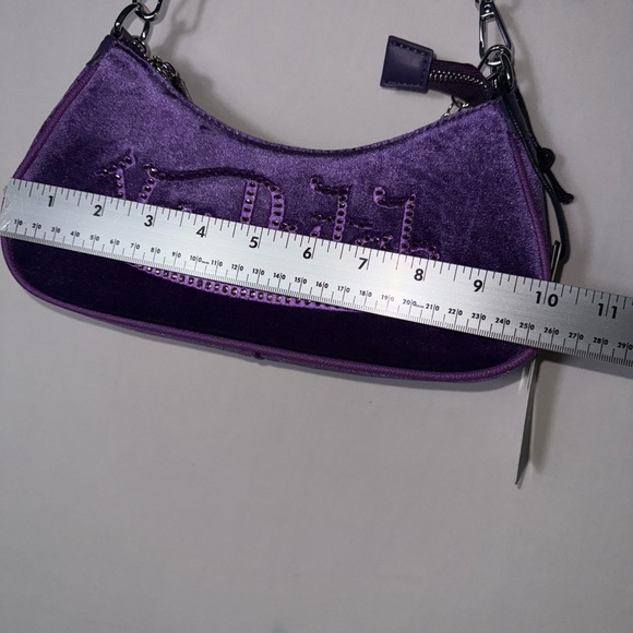 Purple Velvet Von Dutch Shoulder Bag Purse Y2K Retro Style NWT - Picture 6 of 10